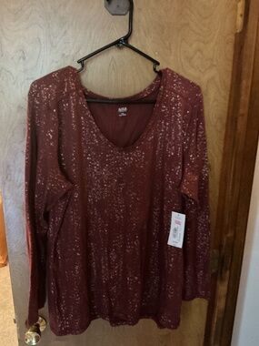Very Sparkly Rust 2X Ladies A.N.A. Top NWT